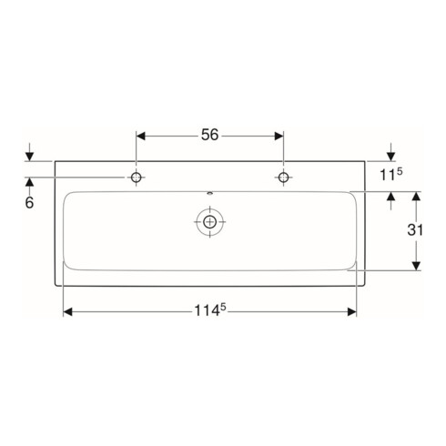 Geberit Lavabo iCon 120x48,5 cm, 2 trous, blanc, avec trop-plein