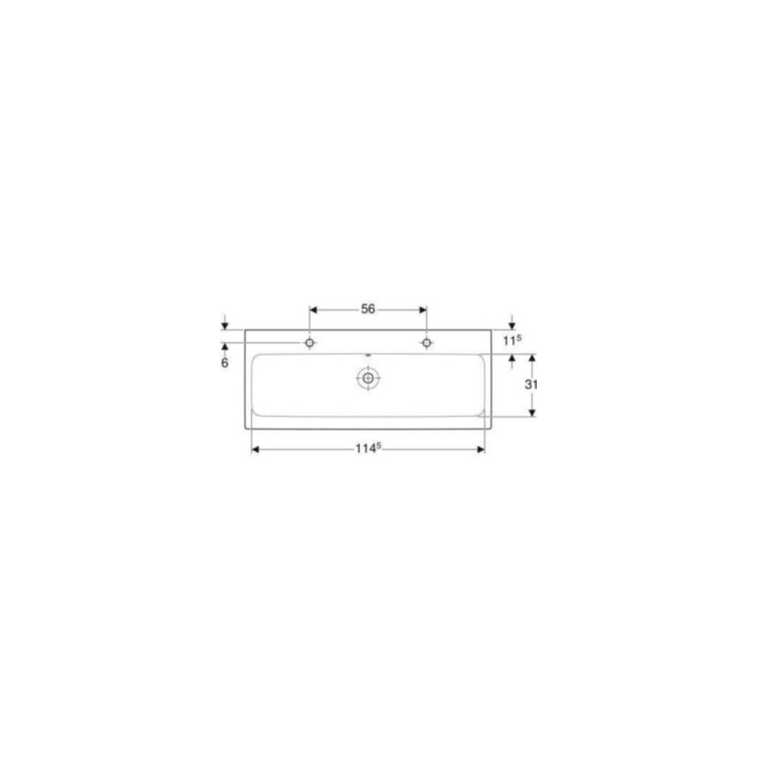 Geberit Lavabo iCon 120x48,5 cm, 2 trous, blanc, avec trop-plein