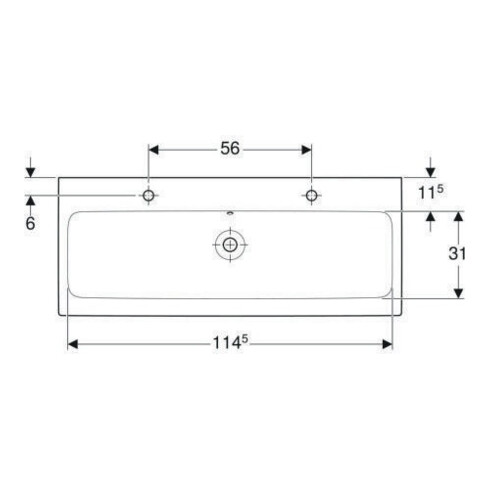 Geberit Lavabo iCon 120x48,5 cm, 2 trous, blanc, avec trop-plein