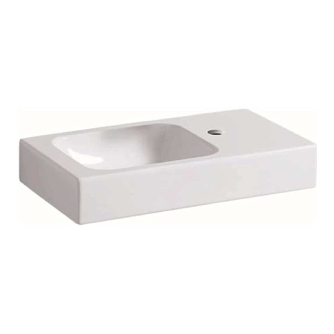 Geberit Lavabo iCon 53x31 cm, évacuation à gauche, avec trop-plein, sans robinetterie, blanc K-Tect