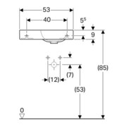 Geberit Lavabo iCon 53x31 cm, évacuation à gauche, avec trop-plein, sans robinetterie, blanc K-Tect-5