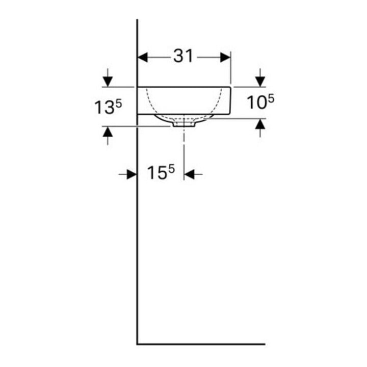 Geberit Lavabo iCon 53x31cm, évacuation à droite, avec trop-plein, sans surverse, blanc K-Tect