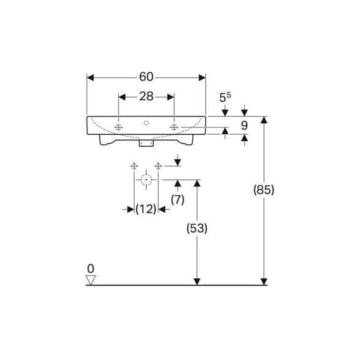 Geberit Lavabo iCon 60x48,5 cm, blanc, avec trou de robinet, trop-plein