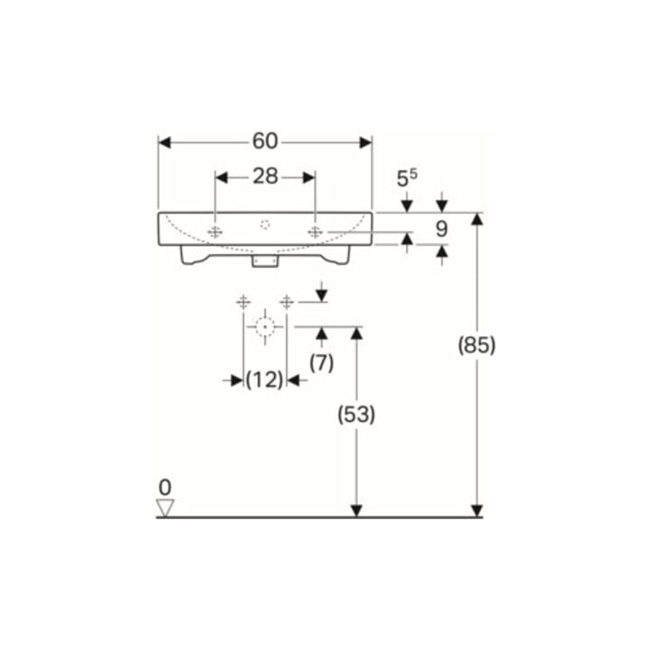 Geberit Lavabo iCon 60x48,5 cm, blanc, avec trou de robinet, trop-plein