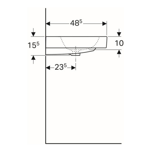 Geberit Lavabo iCon 60x48,5 cm, blanc, avec trou de robinet, trop-plein