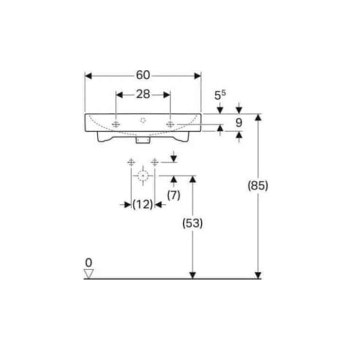 Geberit Lavabo iCon 60x48,5 cm, blanc, K-Tect, avec robinet, avec trop-plein