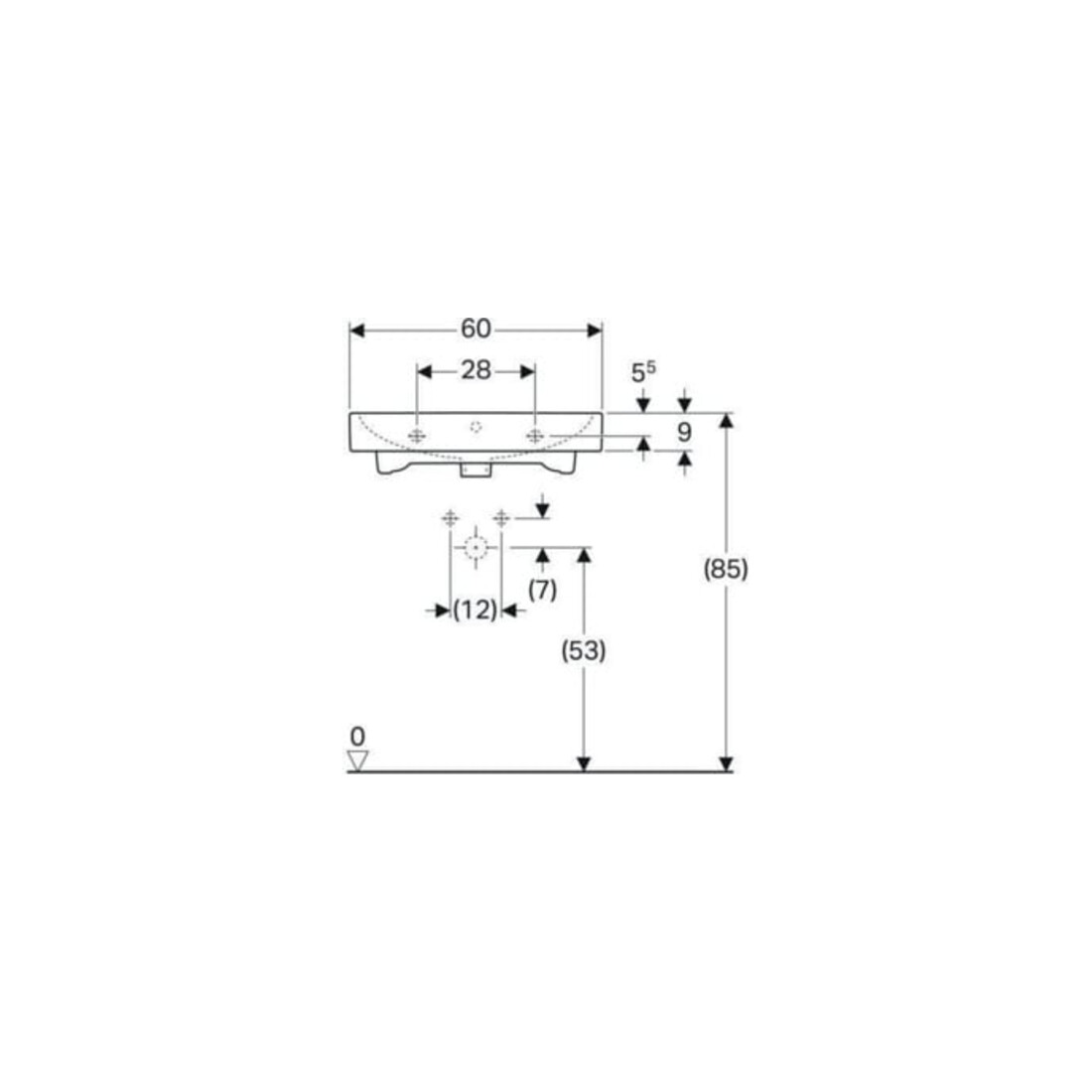 Geberit Lavabo iCon 60x48,5 cm, blanc, K-Tect, avec robinet, avec trop-plein
