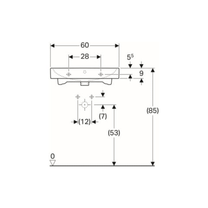 Geberit Lavabo iCon 60x48,5 cm, blanc, K-Tect, avec robinet, avec trop-plein