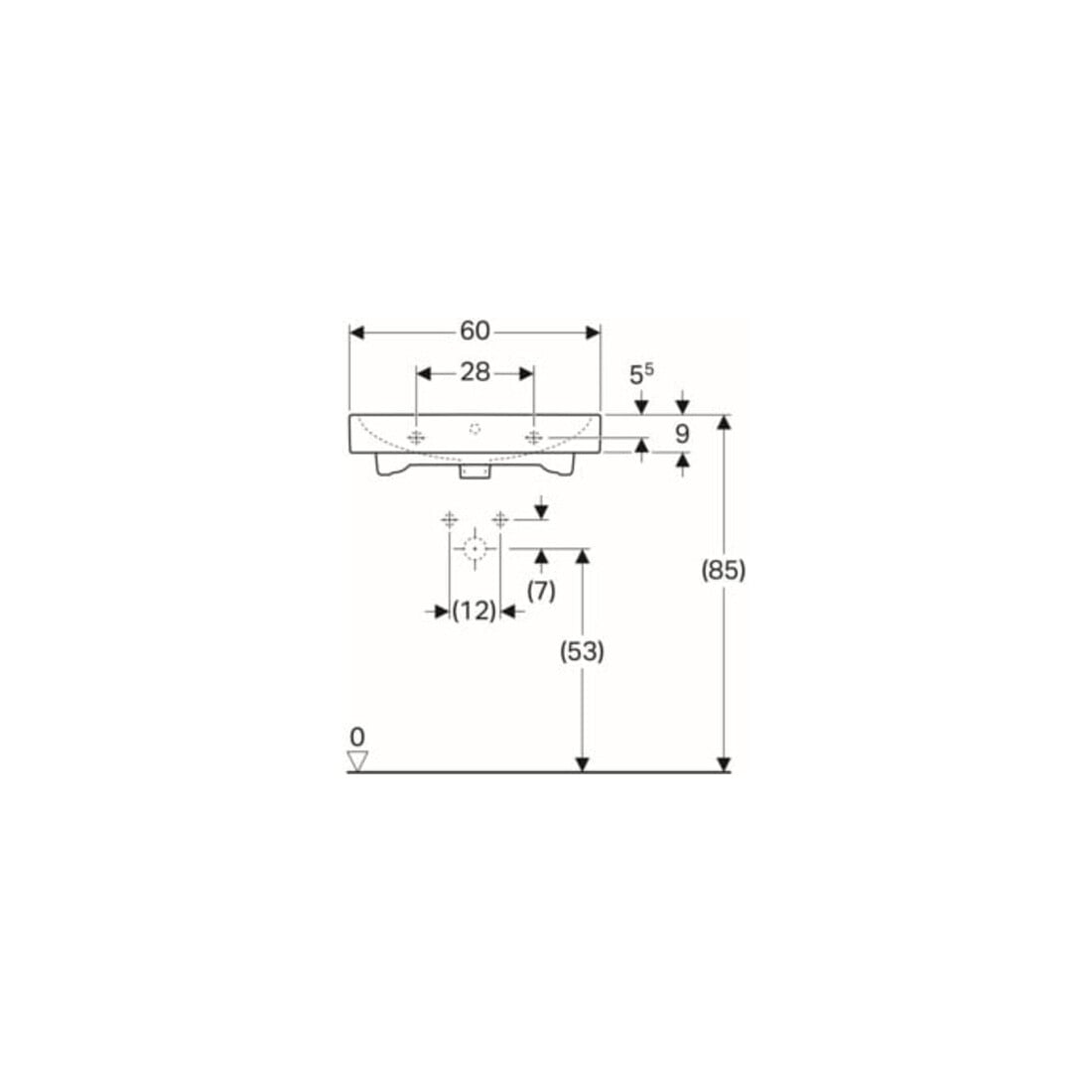 Geberit Lavabo iCon 60x48,5 cm, blanc, K-Tect, avec robinet, avec trop-plein
