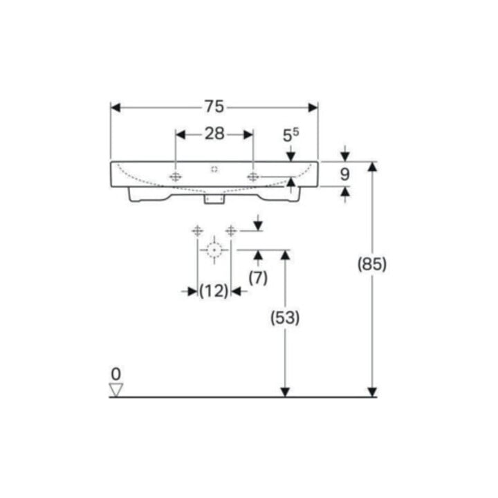 Geberit Lavabo iCon 75x48,5 cm, blanc K-Tect, avec robinet, avec trop-plein