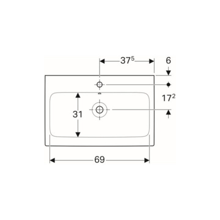 Geberit Lavabo iCon 75x48,5 cm, blanc K-Tect, avec robinet, avec trop-plein