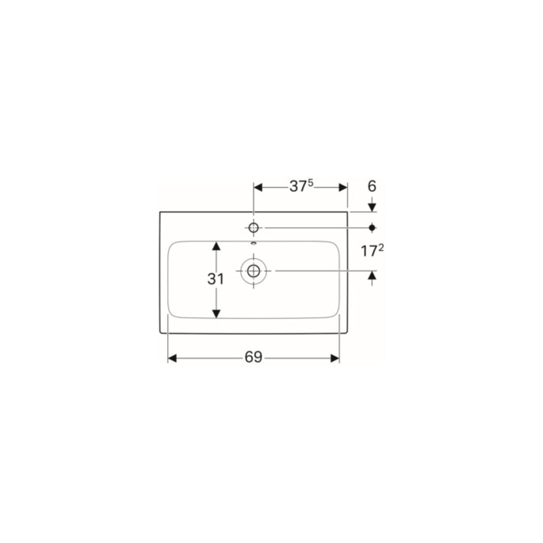 Geberit Lavabo iCon 75x48,5 cm, blanc K-Tect, avec robinet, avec trop-plein