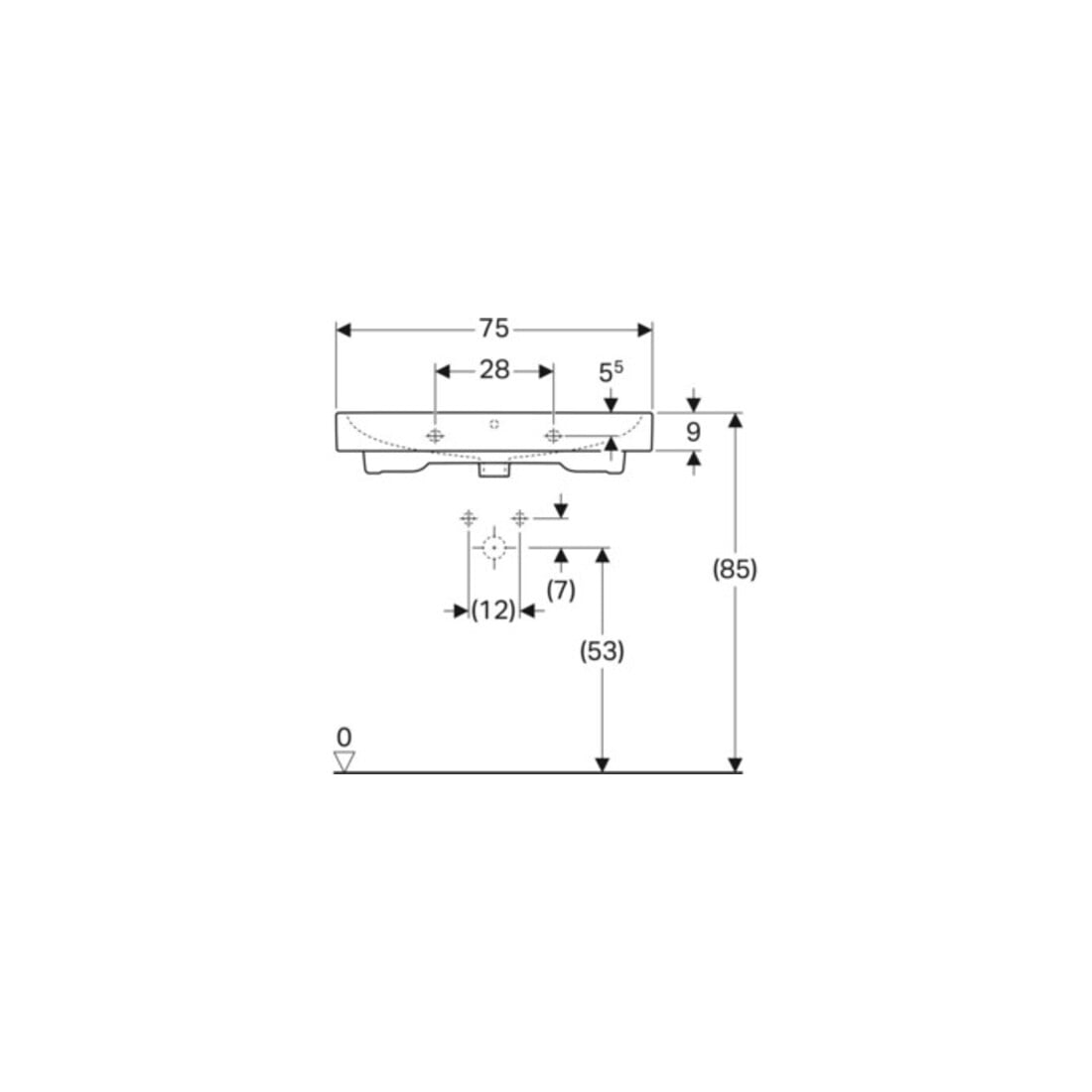 Geberit Lavabo iCon 75x48,5 cm, blanc K-Tect, avec robinet, avec trop-plein