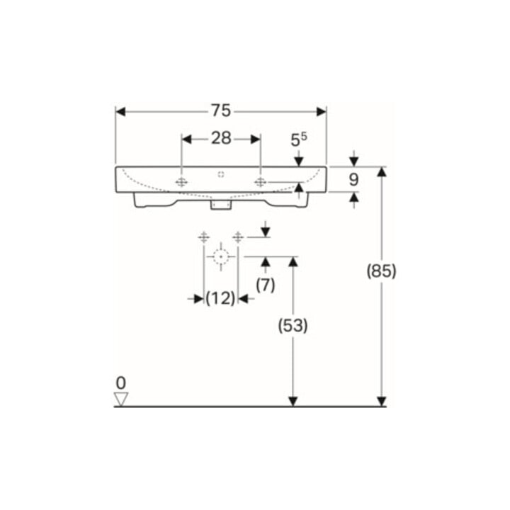 Geberit Lavabo iCon 75x48,5 cm, blanc K-Tect, avec robinet, avec trop-plein