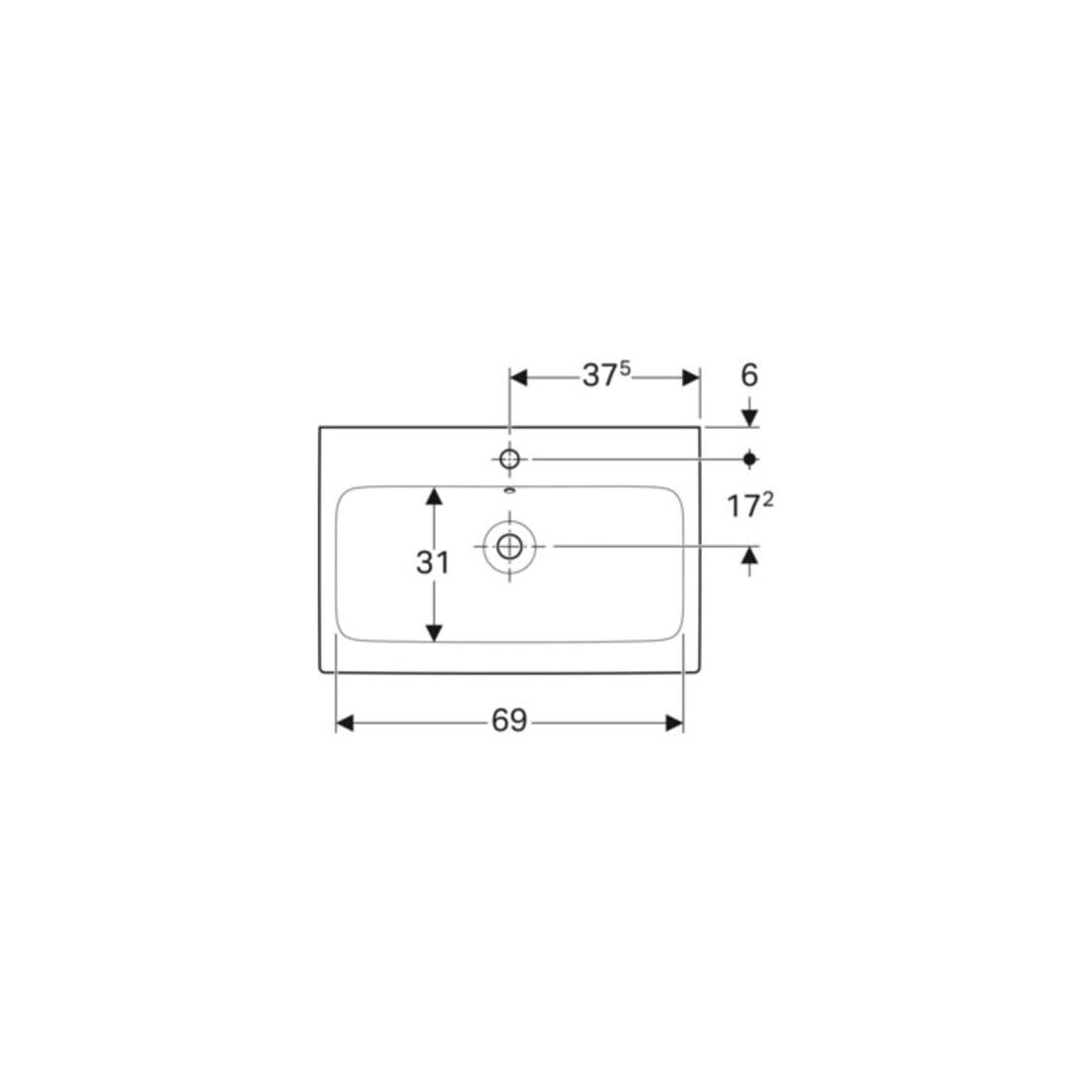 Geberit Lavabo iCon 75x48,5 cm, blanc K-Tect, avec robinet, avec trop-plein