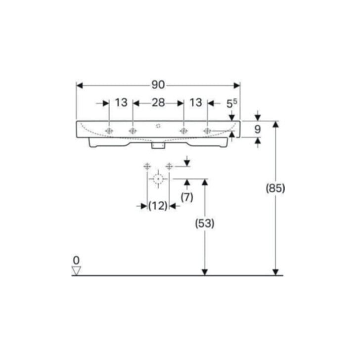 Geberit Lavabo iCon 90x48,5 cm, blanc, avec trou robinet, trop-plein