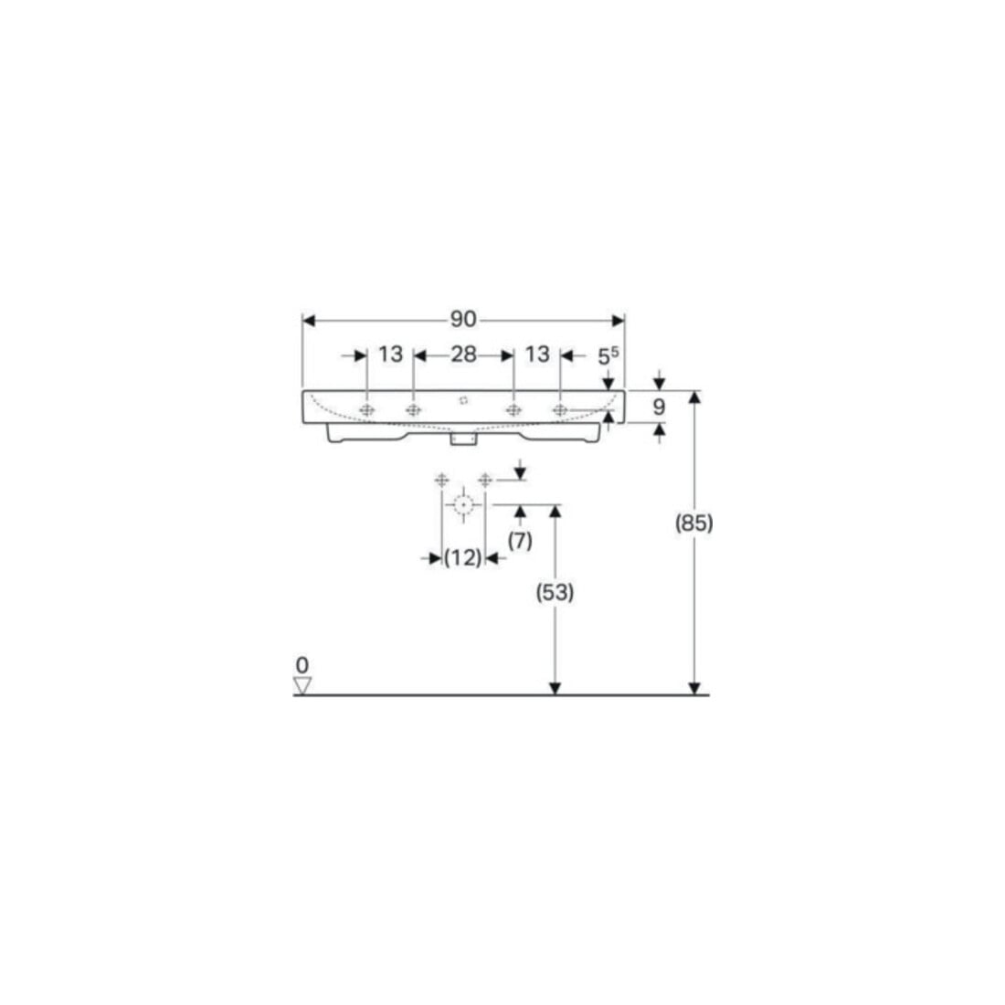 Geberit Lavabo iCon 90x48,5 cm, blanc, avec trou robinet, trop-plein