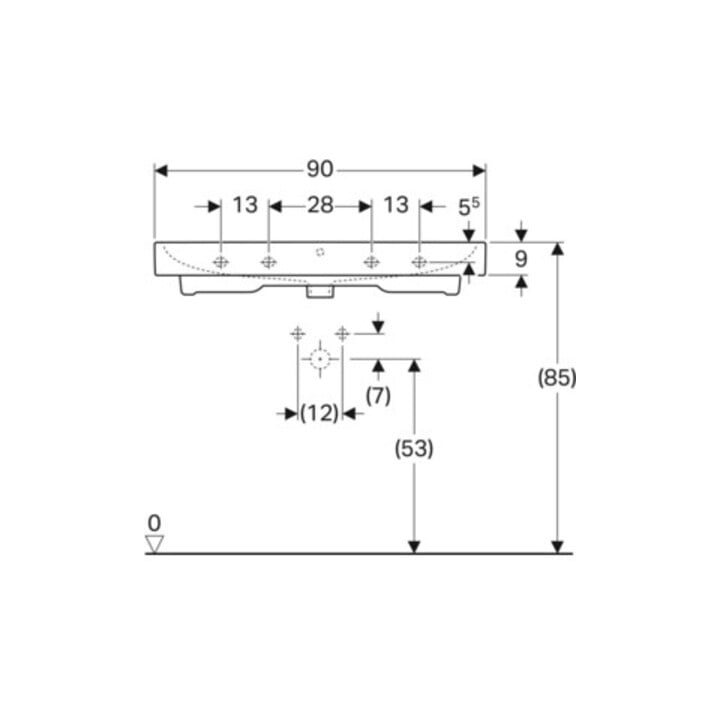 Geberit Lavabo iCon 90x48,5 cm, blanc, avec trou robinet, trop-plein