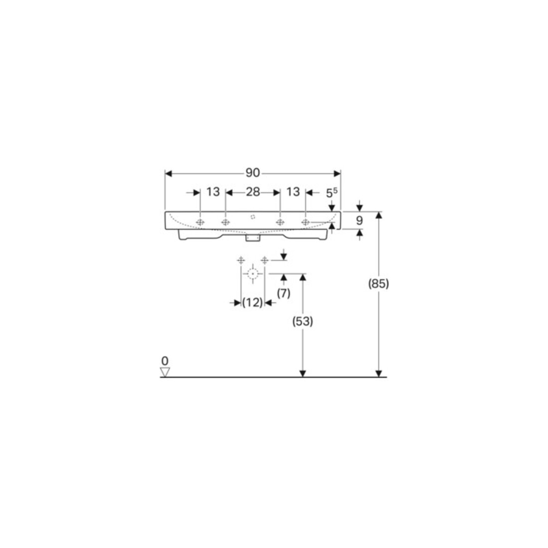 Geberit Lavabo iCon 90x48,5 cm, blanc, avec trou robinet, trop-plein