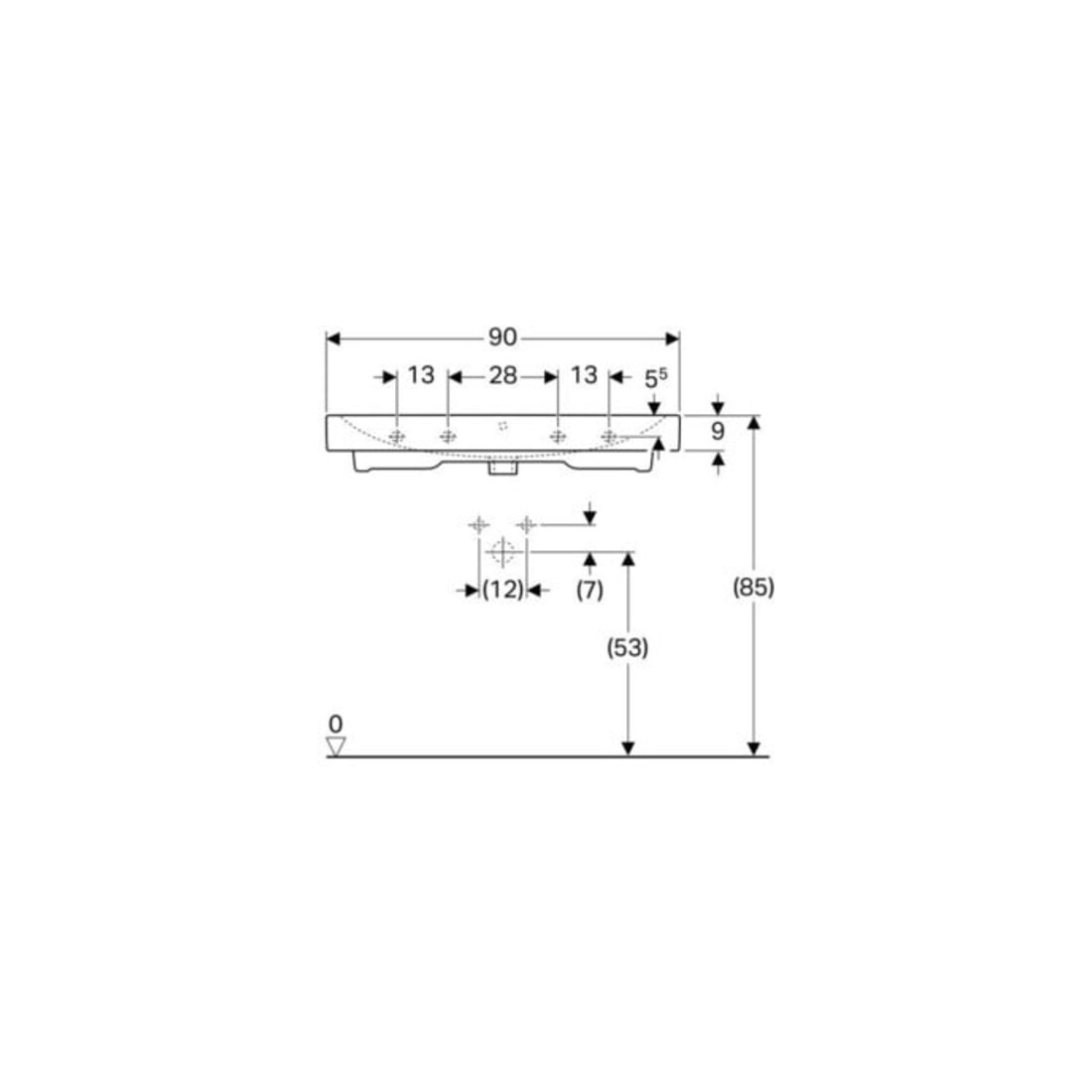 Geberit Lavabo iCon 90x48,5 cm, blanc, K-Tect, sans robinet, avec trop-plein