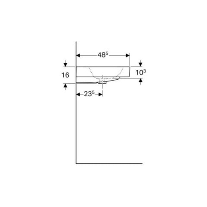 Geberit Lavabo iCon 90x48,5 cm, blanc, K-Tect, sans robinet, avec trop-plein