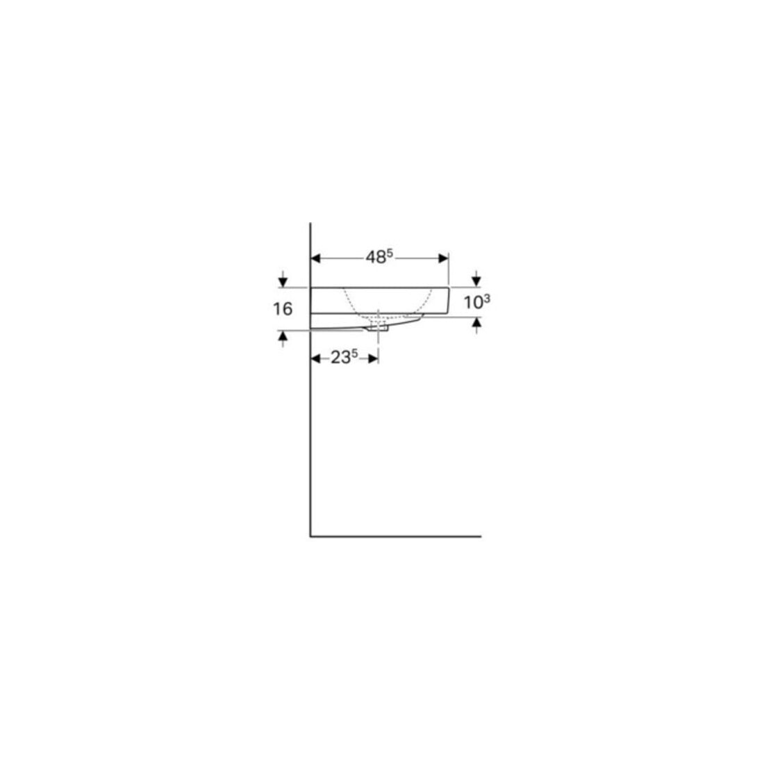 Geberit Lavabo iCon 90x48,5 cm, blanc, sans robinet, avec trop-plein