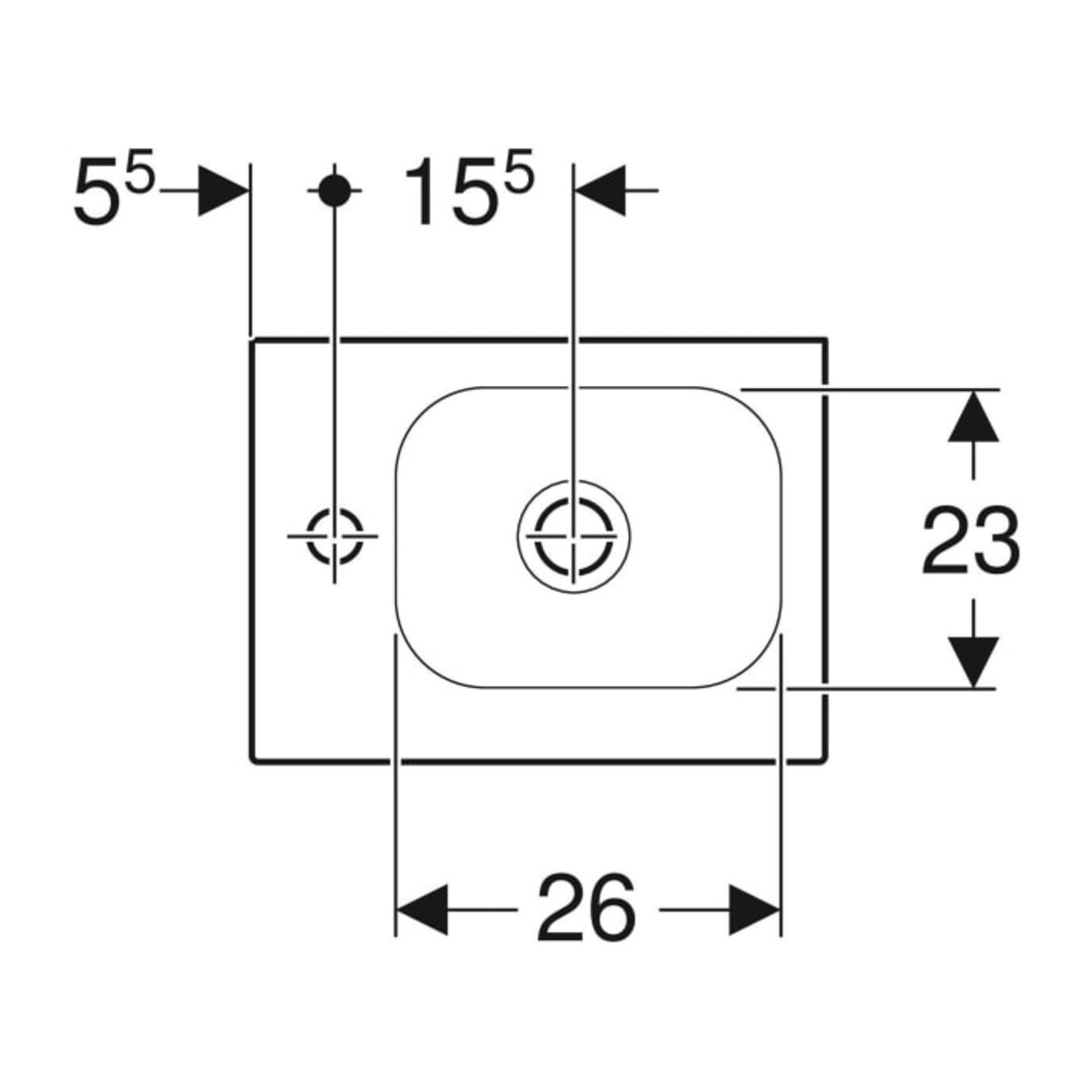 Geberit Lavabo iCon Light 38x28 cm, robinet à gauche, sans trop-plein, blanc