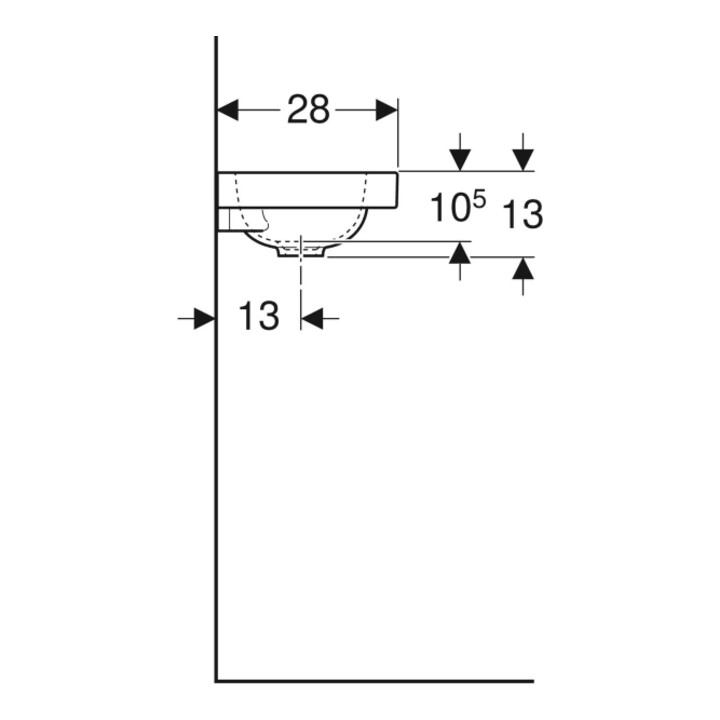 Geberit Lavabo iCon Light 38x28cm, sans trop-plein, robinetterie à droite, blanc mat