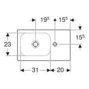 Geberit Lavabo iCon Light 53x31 cm, HL D, sans trop-plein, avec tablette, blanc K-Tect-4
