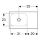 Geberit Lavabo iCon Light 53x31 cm, sans trop-plein, avec plage, blanc K-Tect