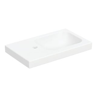 Geberit Lavabo iCon Light 53x31 cm, sans trop-plein, évacuation horizontale + tablette à gauche, blanc mat