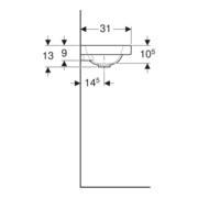 Geberit Lavabo iCon Light 53x31 cm, sans trop-plein, évacuation horizontale + tablette à gauche, blanc mat-5