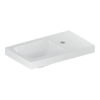 Geberit Lavabo iCon Light 53x31 cm, sortie horizontale droite, sans trop-plein, avec tablette, blanc