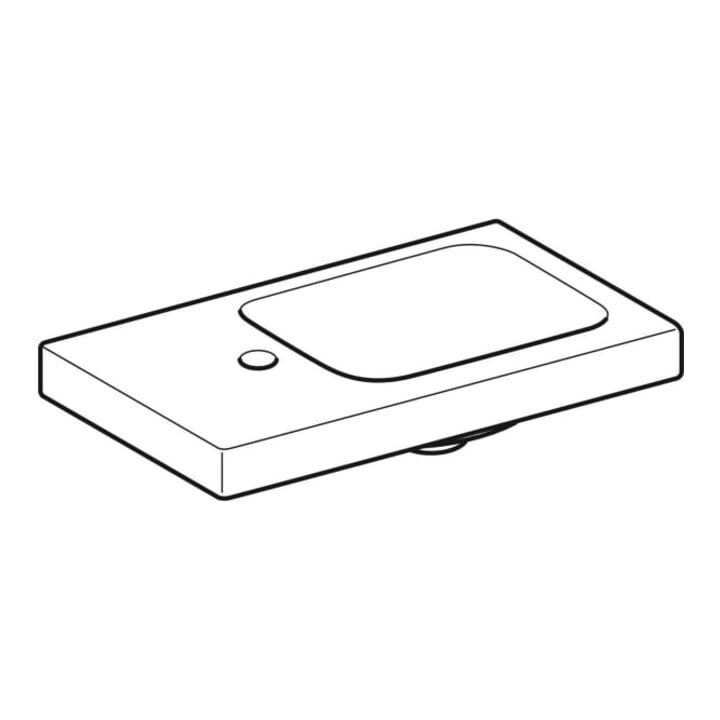 Geberit Lavabo iCon Light 53x31cm, HL L, sans trop-plein, avec plage, blanc K-Tect