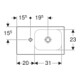 Geberit Lavabo iCon Light 53x31cm, HL L, sans trop-plein, avec plage, blanc K-Tect