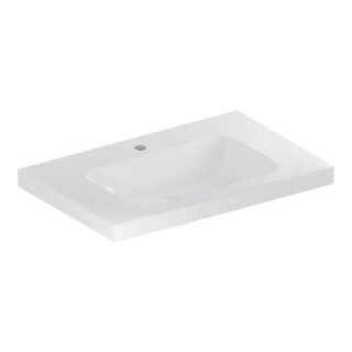 Geberit Lavabo iCon Light 75x48 cm, HL mi, sans trop-plein, avec tablette, blanc