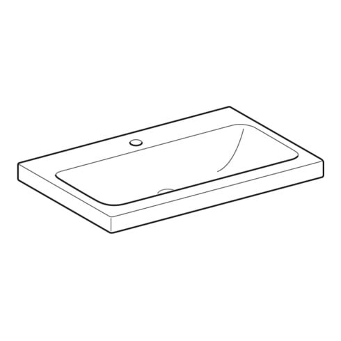Geberit Lavabo iCon Light 75x48 cm, mitigeur encastré, sans trop-plein, blanc