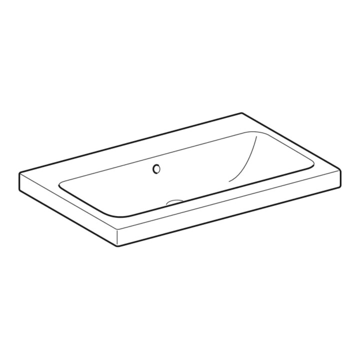 Geberit Lavabo iCon Light 75x48 cm, sans trou de robinet, avec trop-plein, blanc