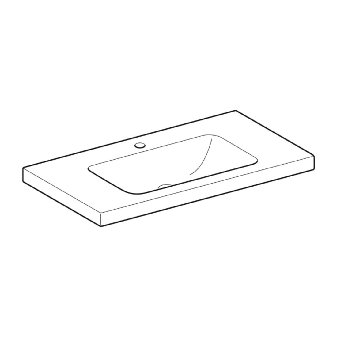 Geberit Lavabo iCon Light 90x48 cm, HL mi, sans trop-plein, avec tablette, blanc K-Tect