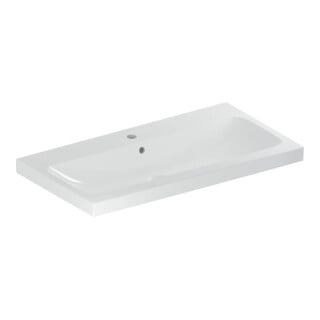 Geberit Lavabo iCon Light 90x48 cm, mitigeur encastré, avec trop-plein, céramique blanche KeraTect