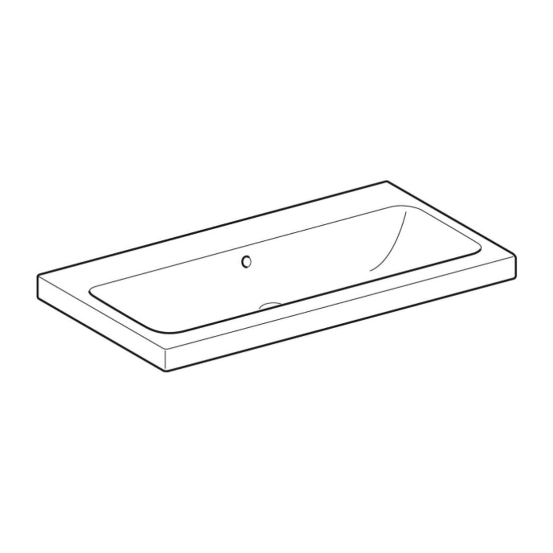 Geberit Lavabo iCon Light 90x48 cm, sans trou de robinet, avec trop-plein, blanc