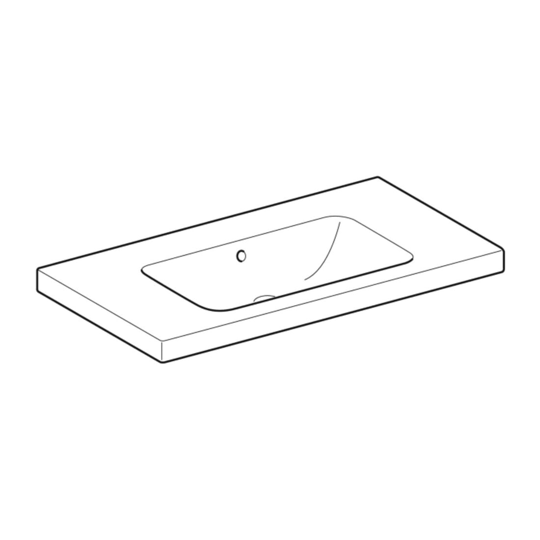 Geberit Lavabo iCon Light 90x48cm, sans trop-plein, avec trou, avec plage, blanc K-Tect