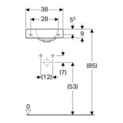 Geberit Lavabo mural iCon 38x28 cm, mitigeur à gauche, sans trop-plein, blanc K-Tect-4