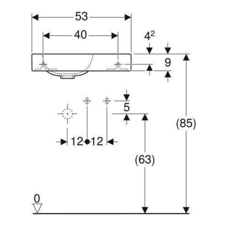 Geberit Lavabo mural iCon 53x31 cm, vidage à droite, avec robinet, sans trop-plein, blanc