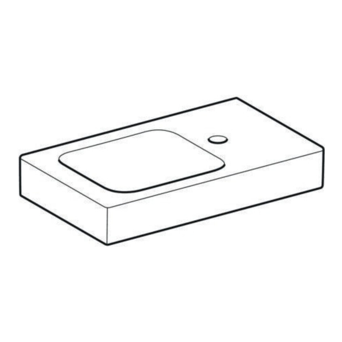 Geberit Lavabo mural iCon 53x31 cm, vidage à droite, avec robinet, sans trop-plein, blanc
