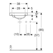 Geberit Lavabo mural iCon Light 38x28 cm, robinet à gauche, sans trop-plein, blanc KeraTect-5