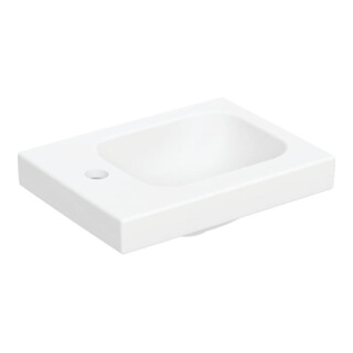 Geberit Lavabo mural iCon Light 38x28 cm, sans trop-plein, robinetterie gauche, blanc mat