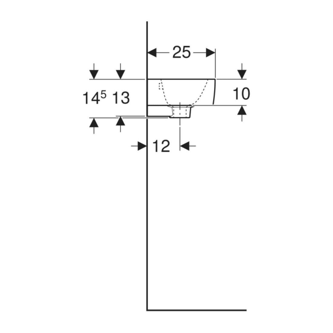 Geberit Lavabo mural Renova Plan 36x25 cm, avec robinet, avec trop-plein, court, blanc