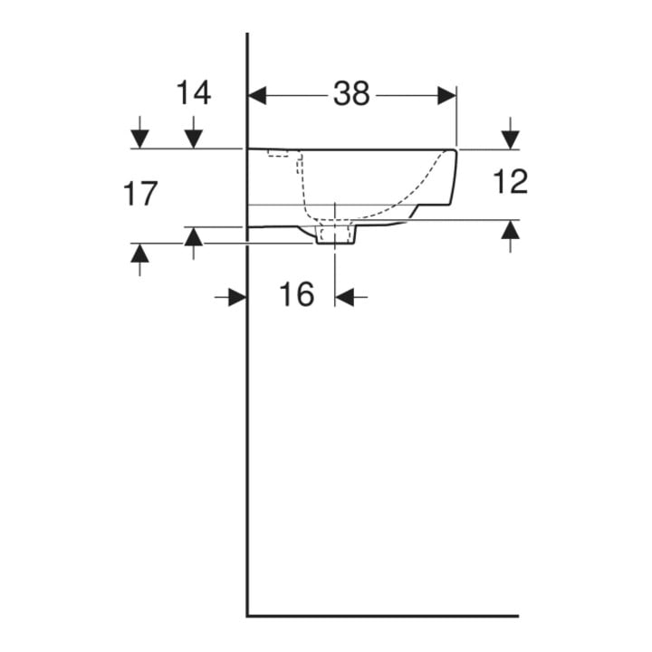 Geberit Lavabo mural Renova Plan 50x38 cm, avec trop-plein asymétrique, blanc