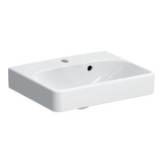 Geberit Lavabo mural Smyle Square KeraT./blanc, 45x36cm, avec robinet, avec trop-plein asym.